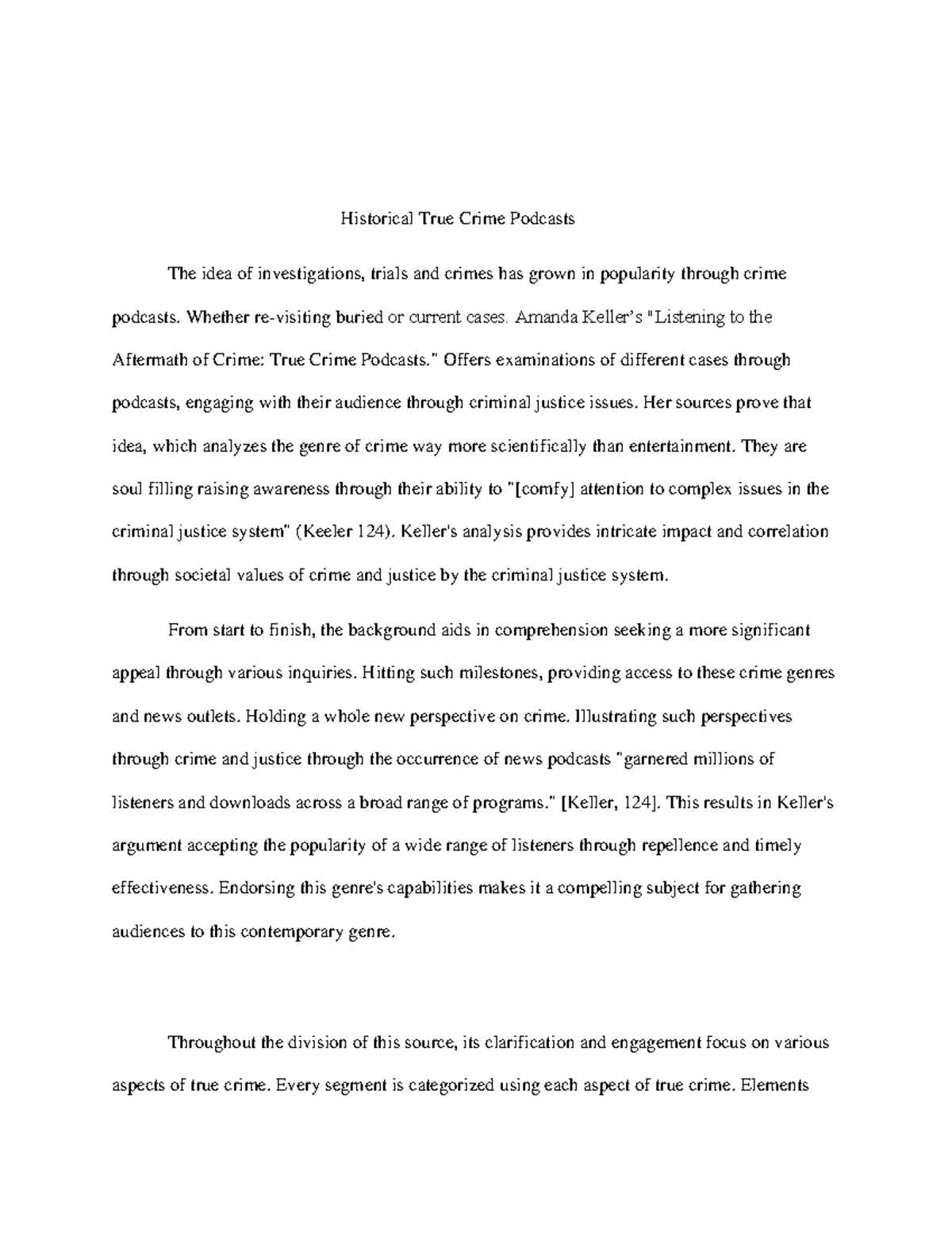 Analysis Essay on Historical True Crime Podcasts (ENG 201) - Studocu