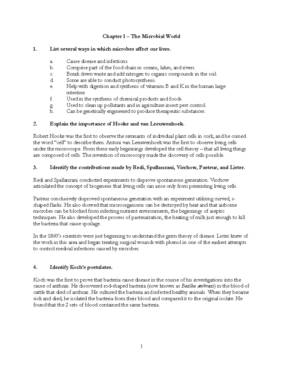 Microbiology Contributions and Concepts - Chapter 1 Overview - 1 ...