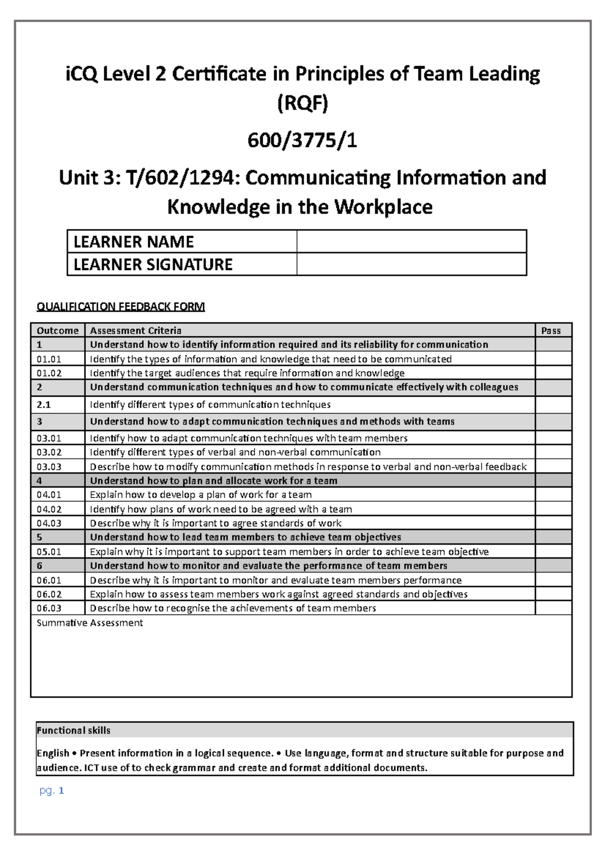 Unit 3: Effective Communication in Team Leading - iCQ Level 2 Workbook ...