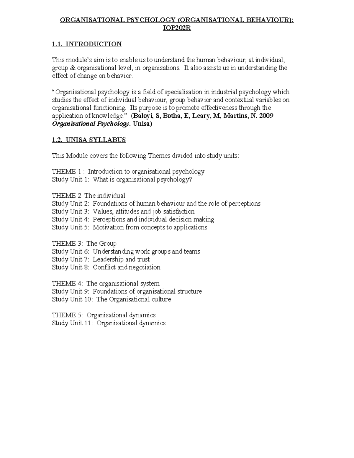 IOP2602 Organisational Psychology: Key Themes and Exam Insights - Studocu