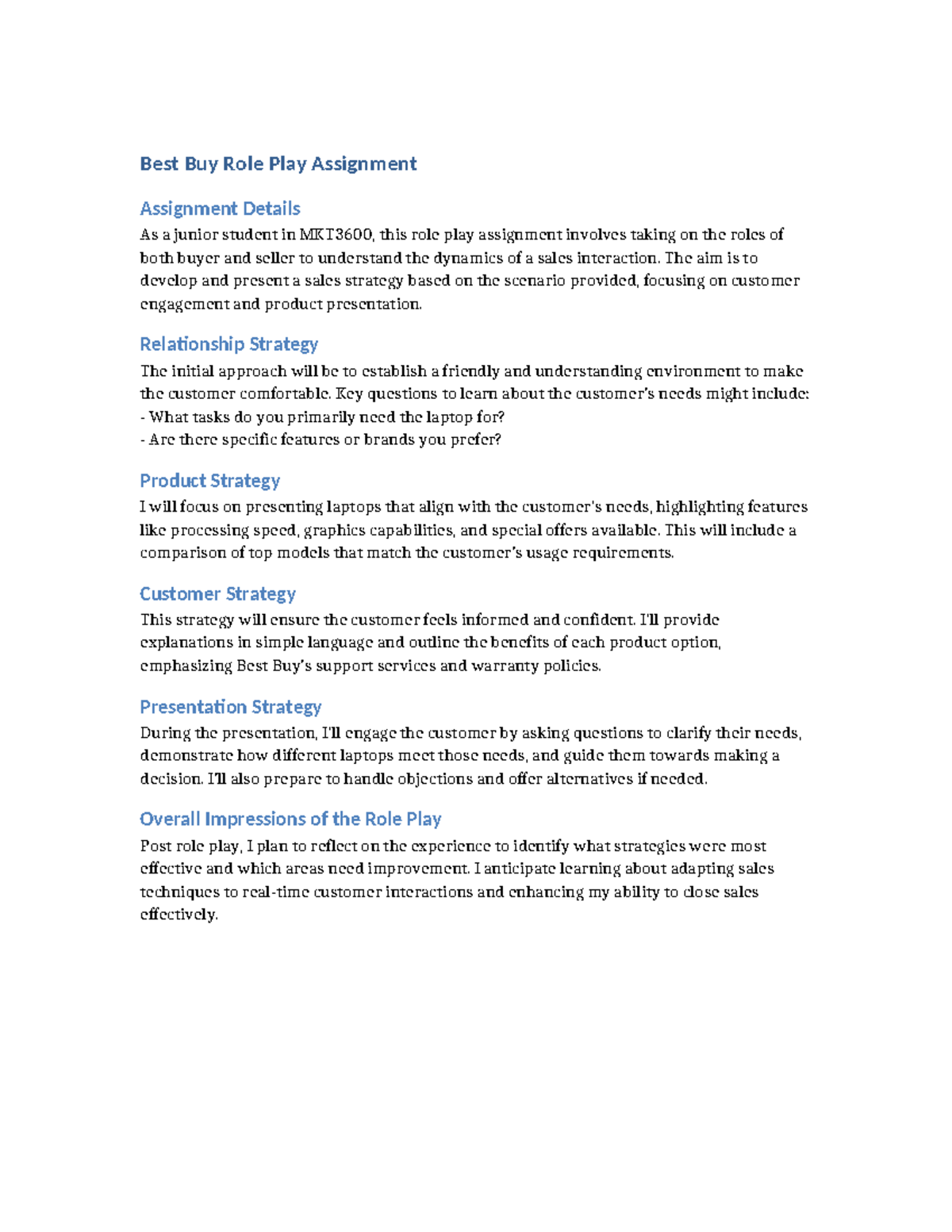 Best Buy Role Play Assignment - Best Buy Role Play Assignment ...