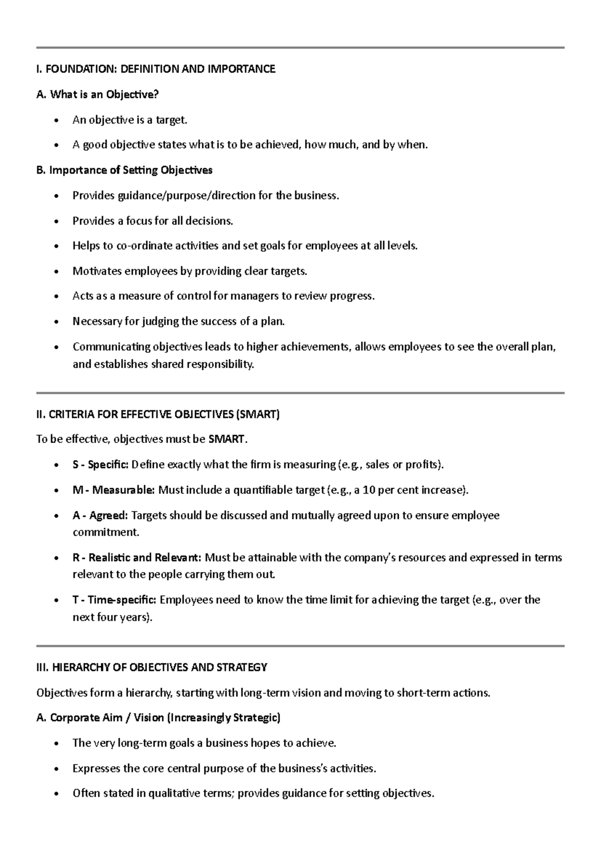 CHP 4: Understanding Business Objectives and Their Importance - Studocu