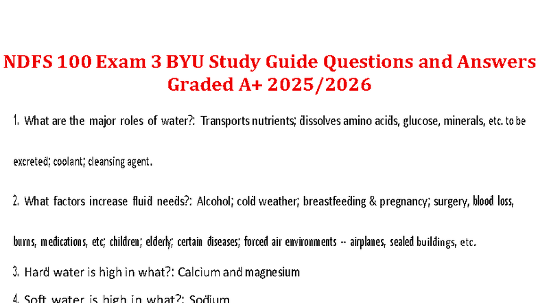 NDFS 100 Exam 3 Study Guide: Key Questions & Answers - Studocu