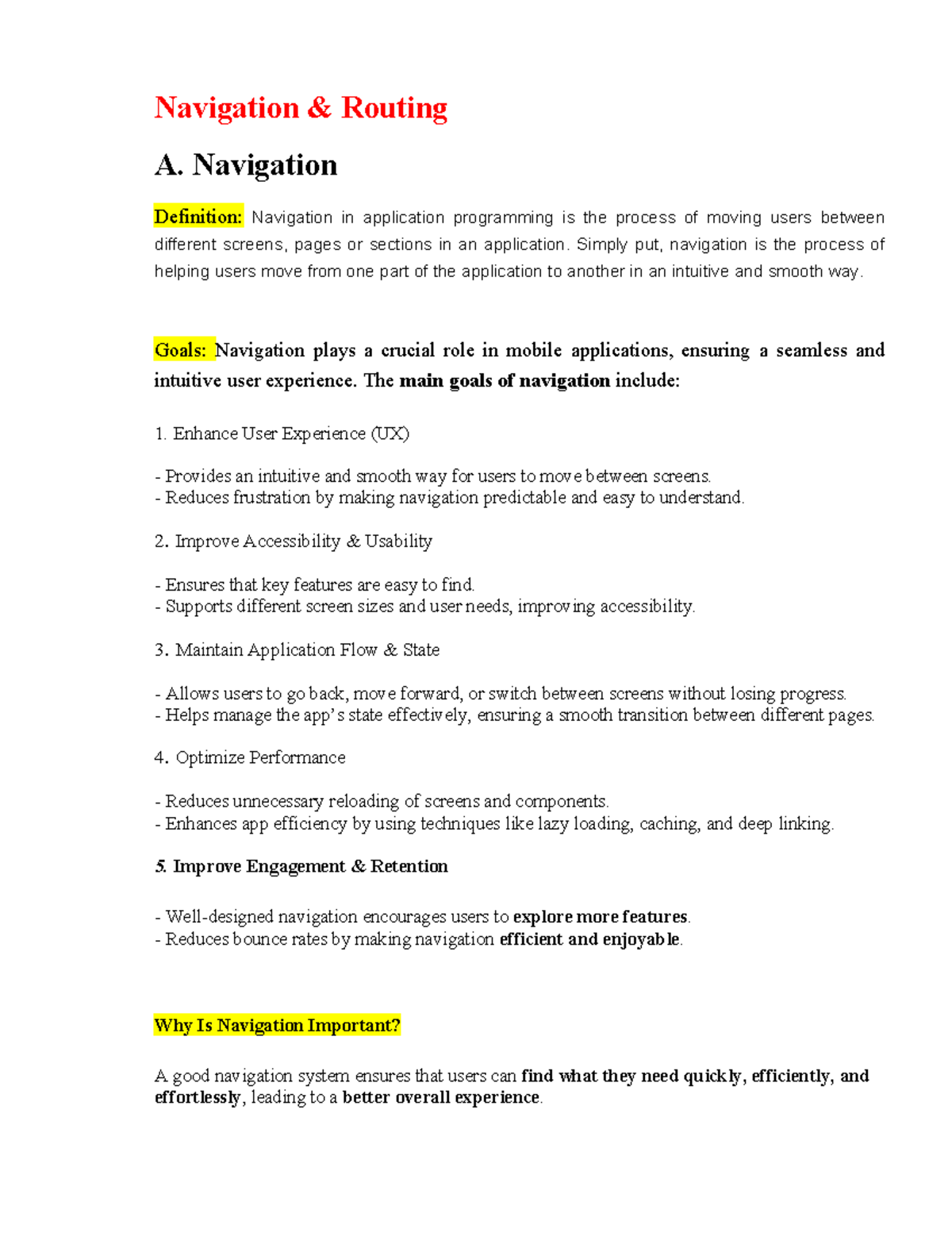 Navigation & Routing in App Dev: Key Concepts & Examples - Studocu