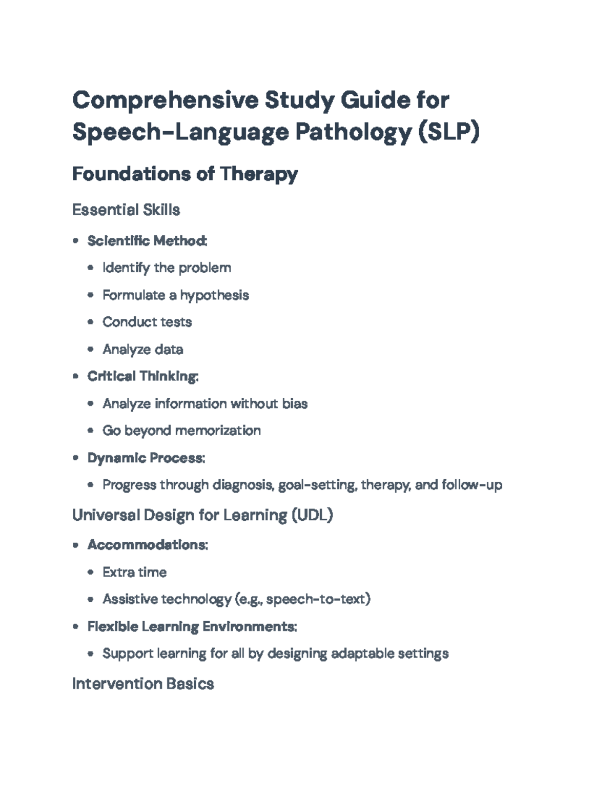 Comprehensive Study Guide for SLP Foundations of Therapy and Counseling ...