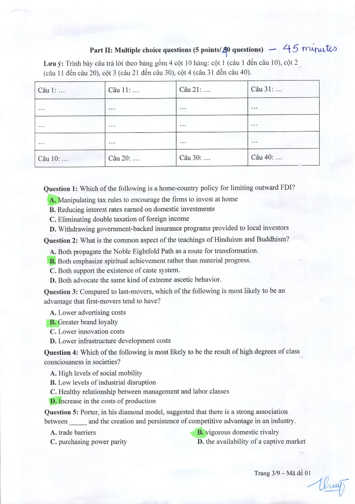 IBS2001: Multiple Choice Questions for International Business Exam ...