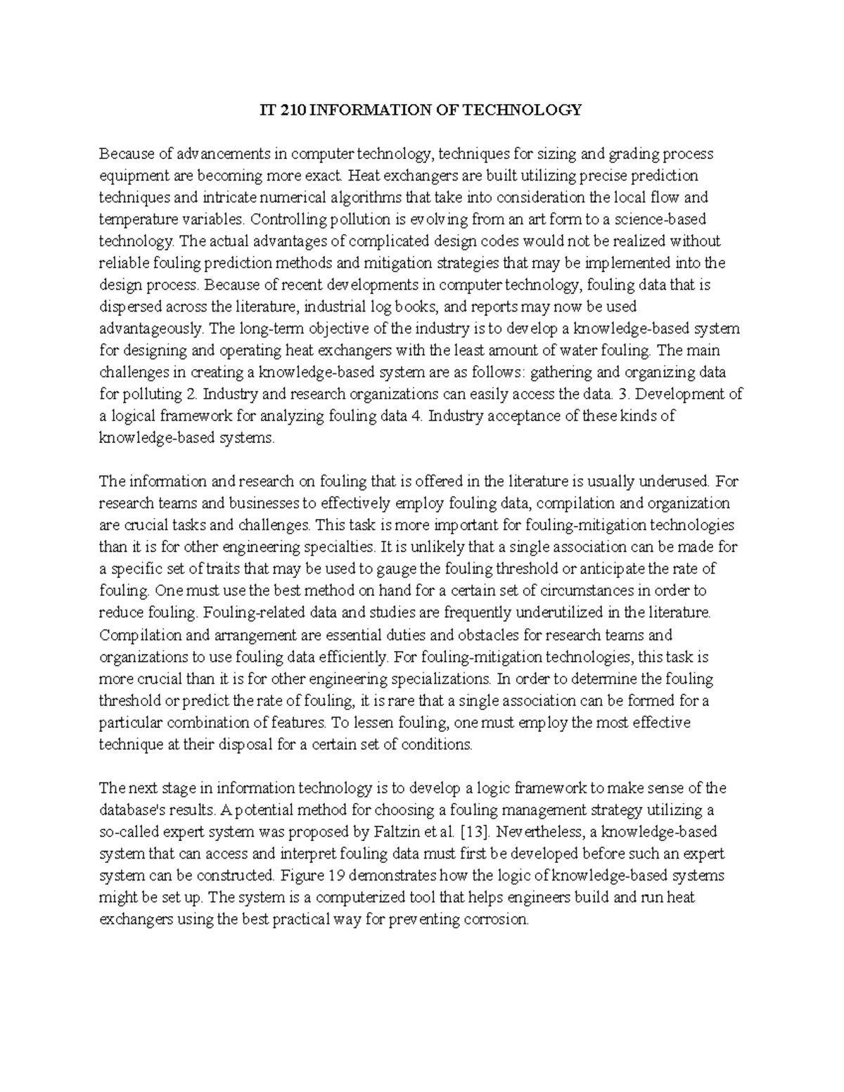 IT 210 Information OF Technology - IT 210 INFORMATION OF TECHNOLOGY ...