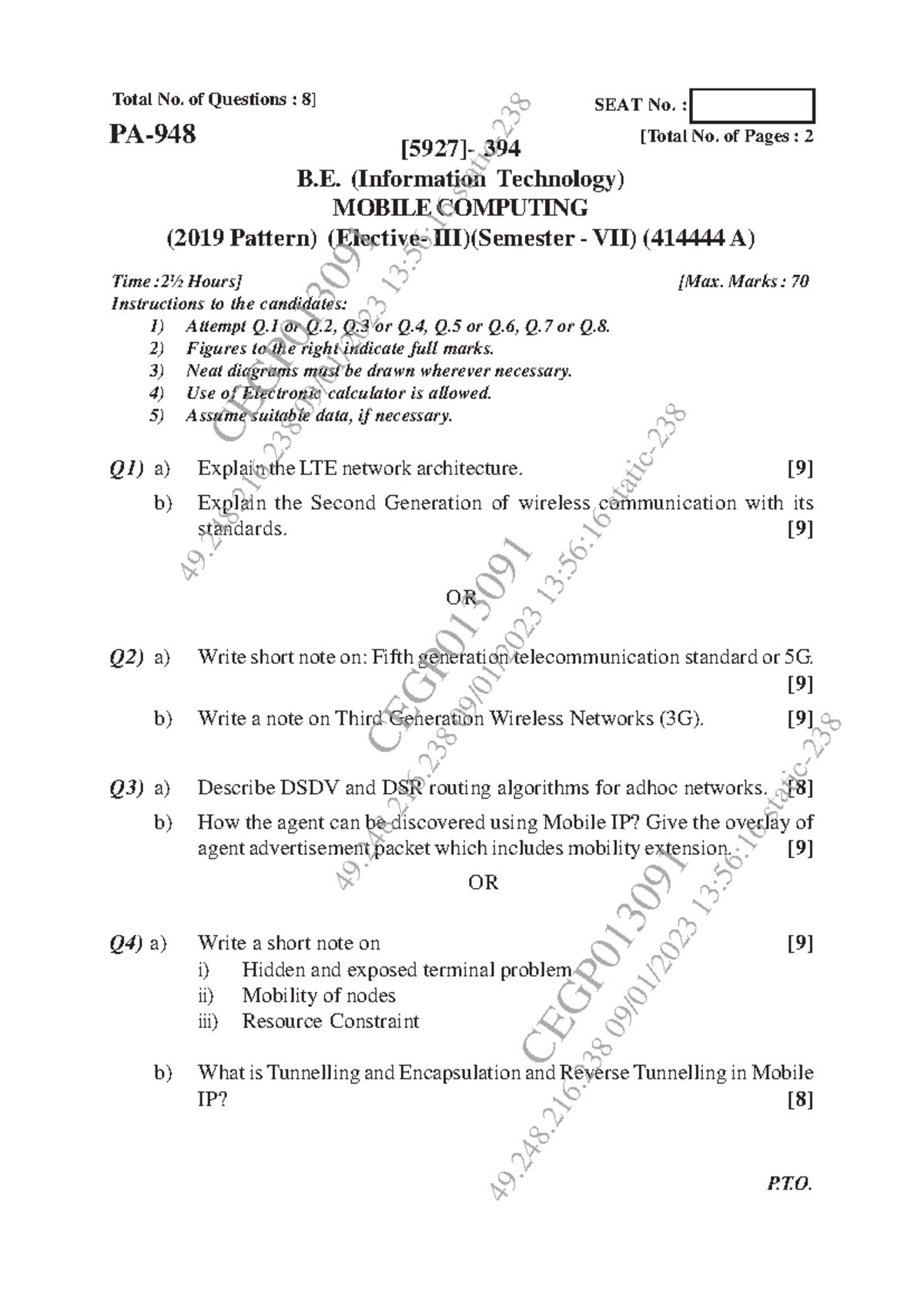 Mobile Computing (C 8.2) - Past Year Questions and Answers - Studocu