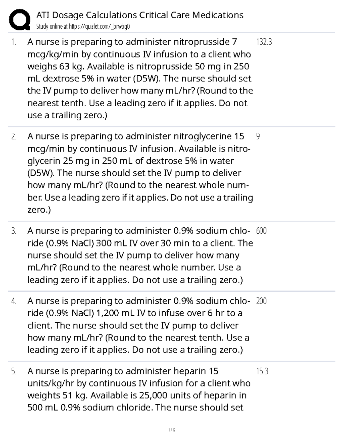 ATI Dosage Calculations for Critical Care Medications Study Guide - Studocu