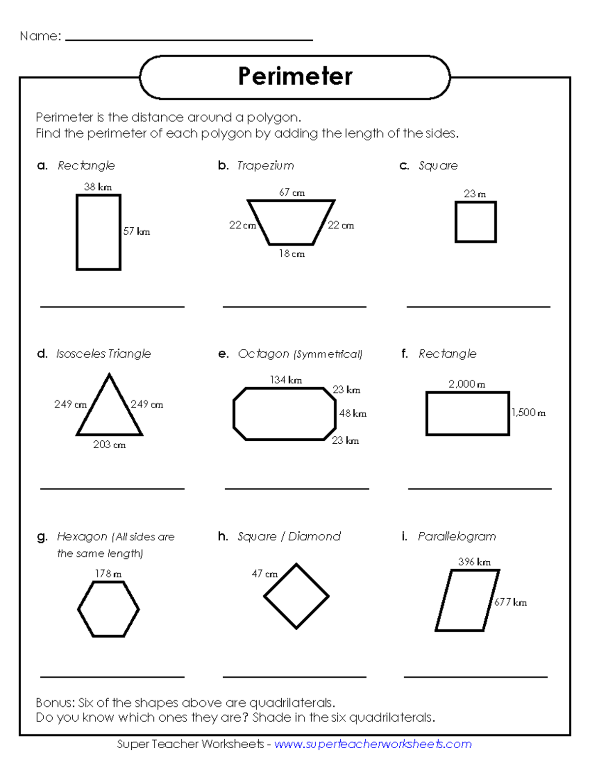 Perimeter Calculations - Math Sheet 2 - Studocu