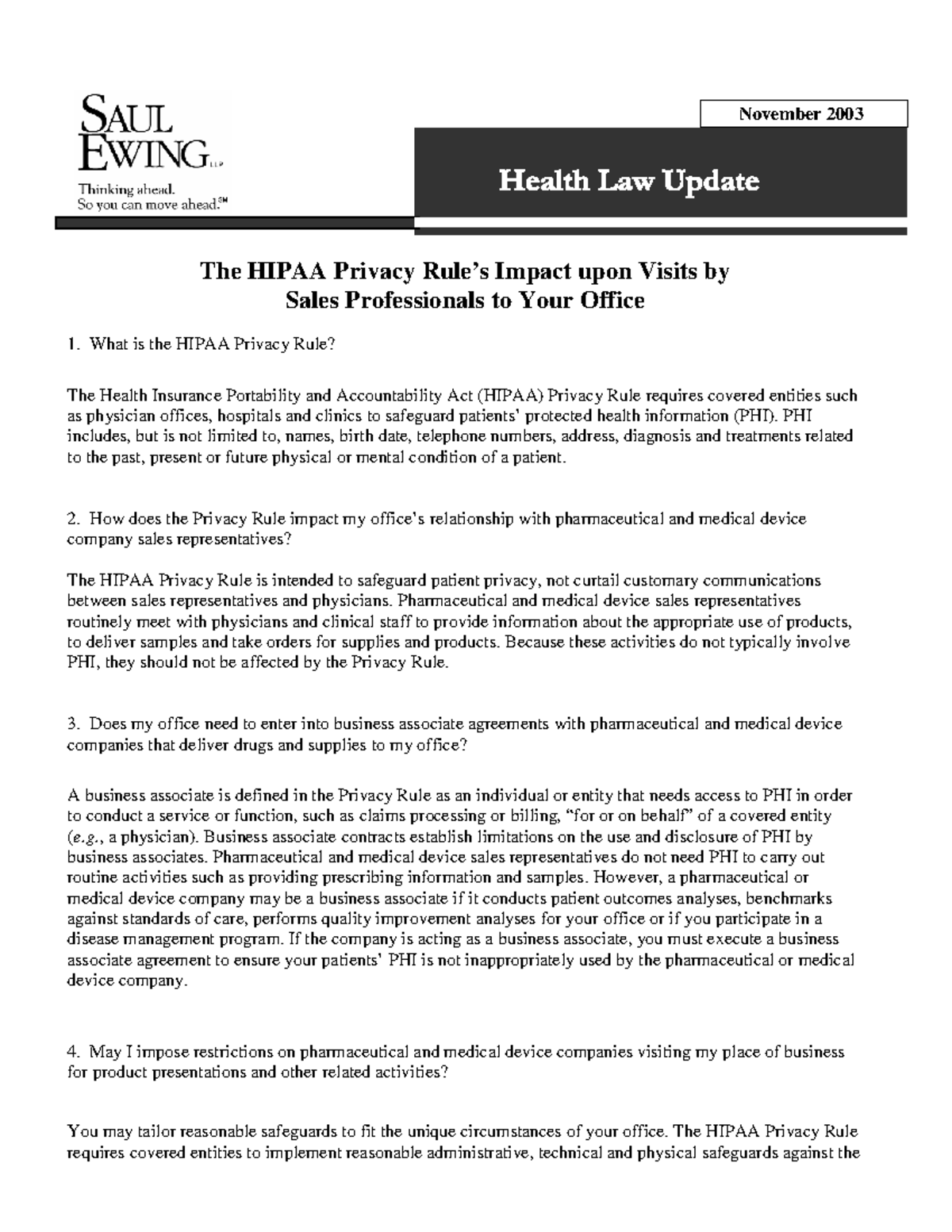 2521 PDF 86 - Impact of HIPAA Privacy Rules on Medical Sales Visits ...