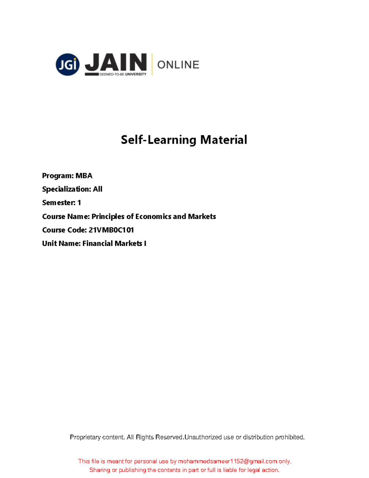 Self+Learning+Material+ +Financial+Markets+I - Self-Learning Material ...