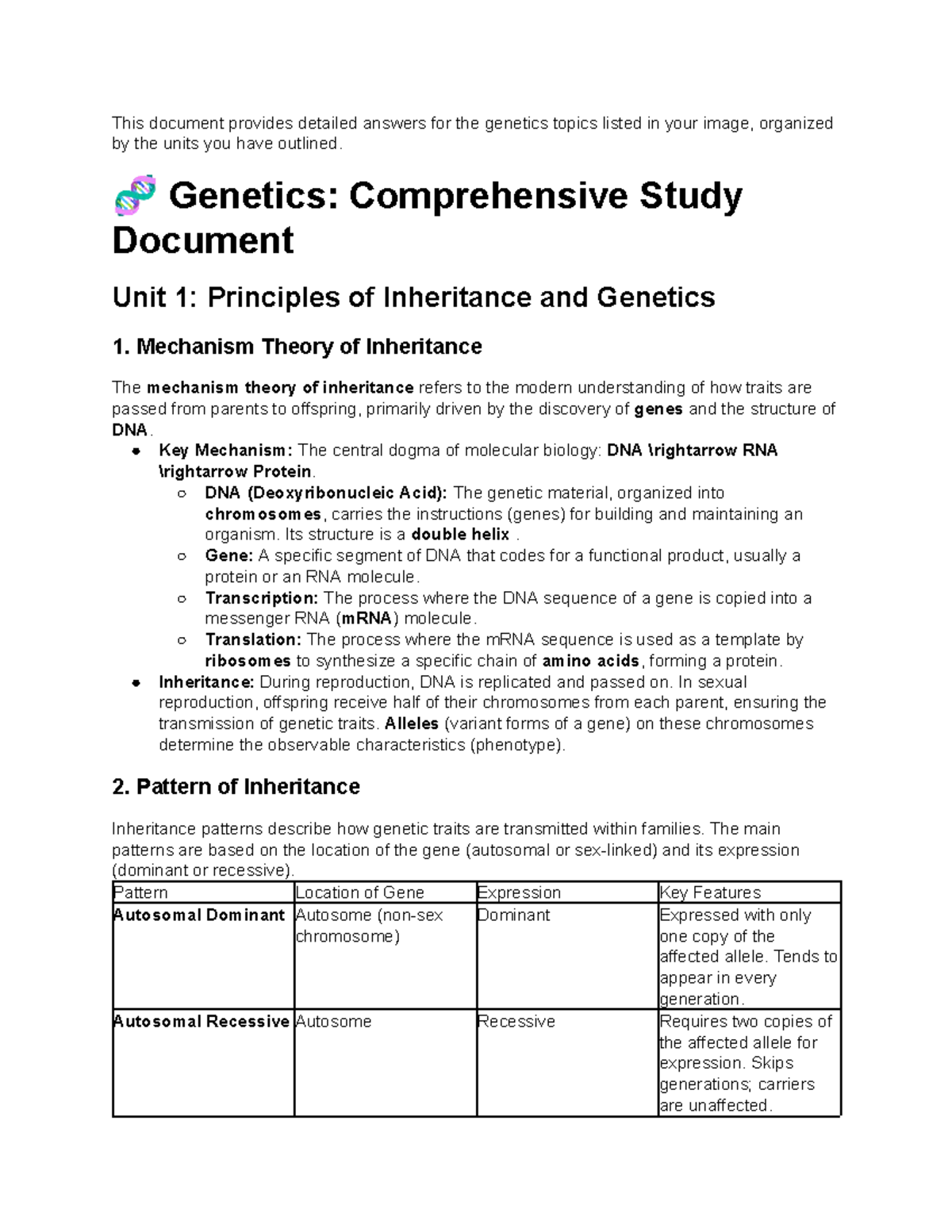 Genetics (BIO 101): Comprehensive Study Guide for Final Exam - Studocu