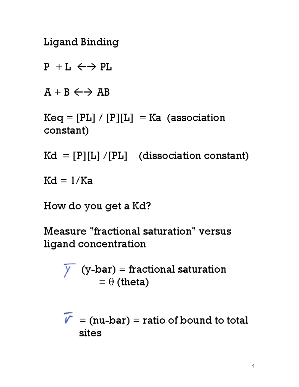 VSa ZFx-6: Lecture Notes on Ligand Binding and Kd Determination - Studocu