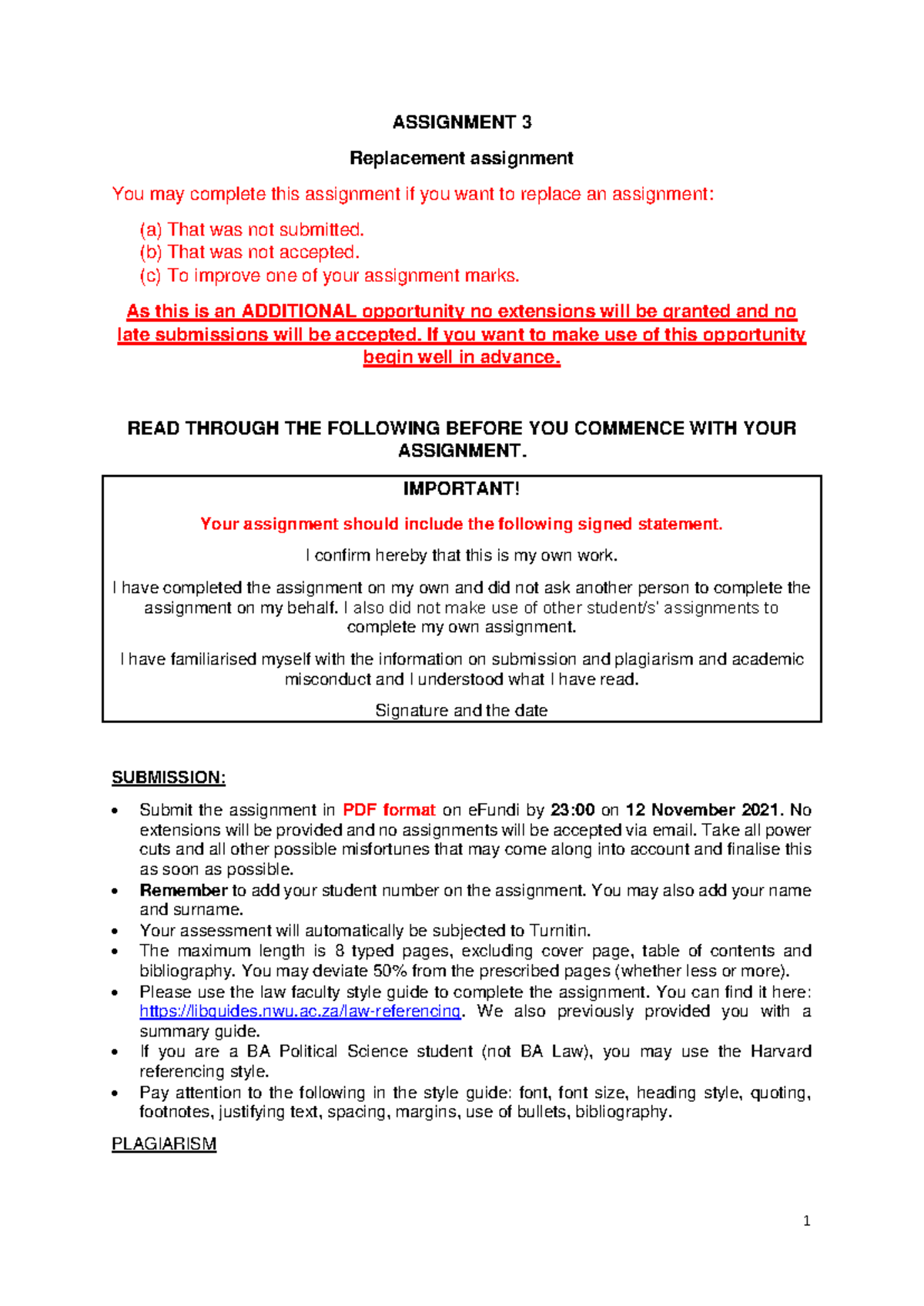 History of SA Law Assignment 3: Replacement Assignment Guidelines - Studocu