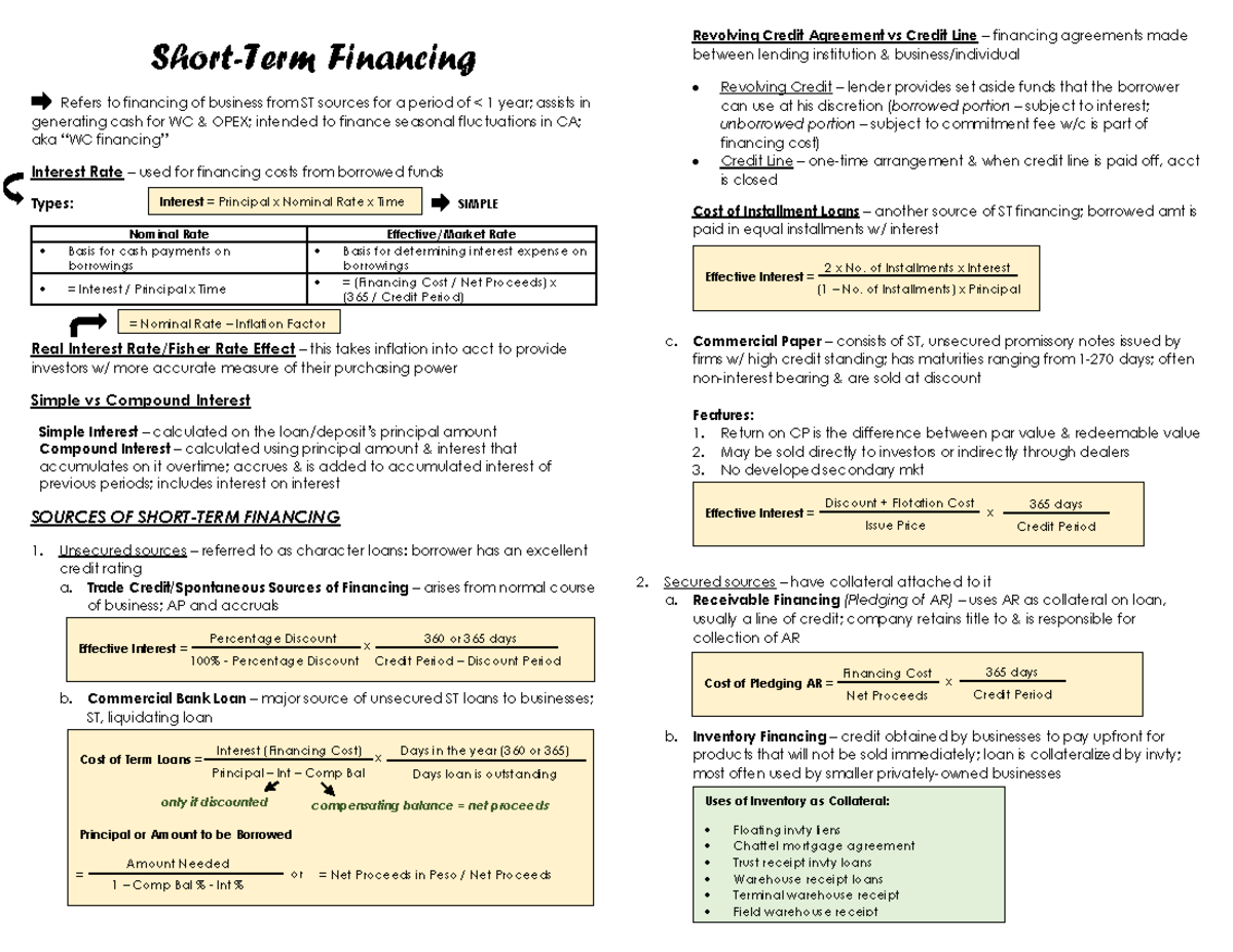 Short-term-Financing - Short-Term Financing Refers to financing of ...