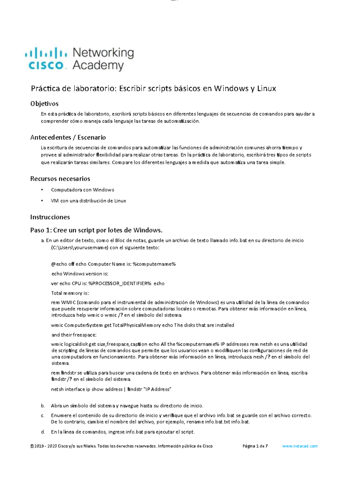 14 3 lab write basic scripts in windows and linux - Práctica de ...