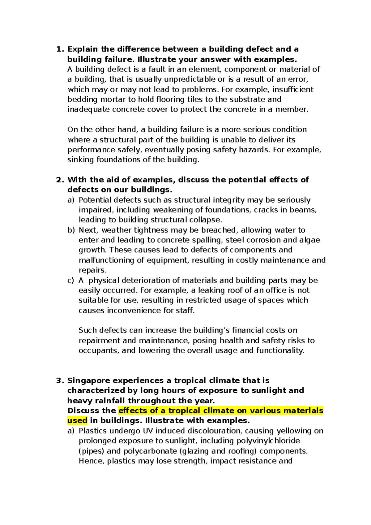 BMAE T2 Building Defects vs. Failures: Impacts & Examples - Studocu