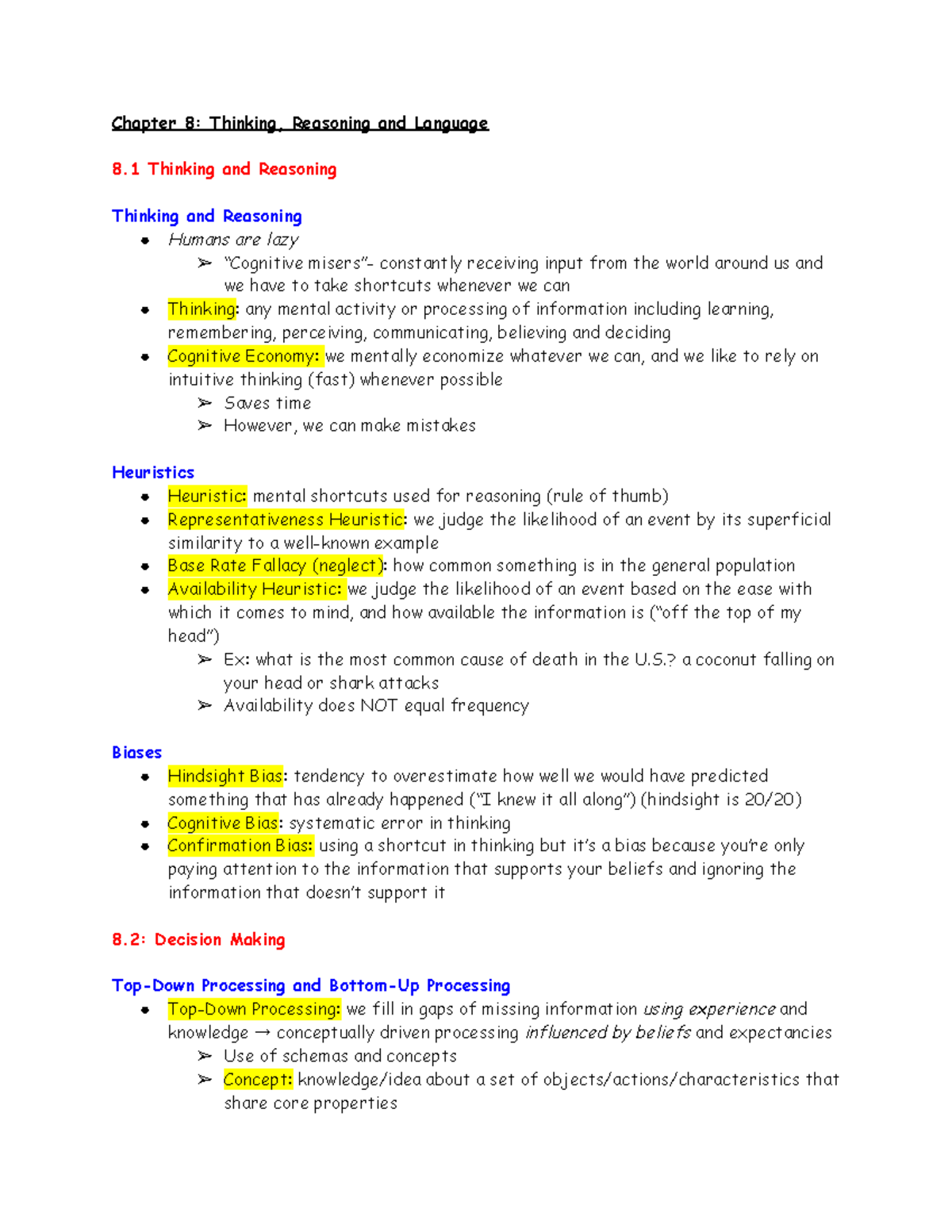 PSYC 100 Chapter 8 Thinking, Reasoning and Language - Chapter 8 ...