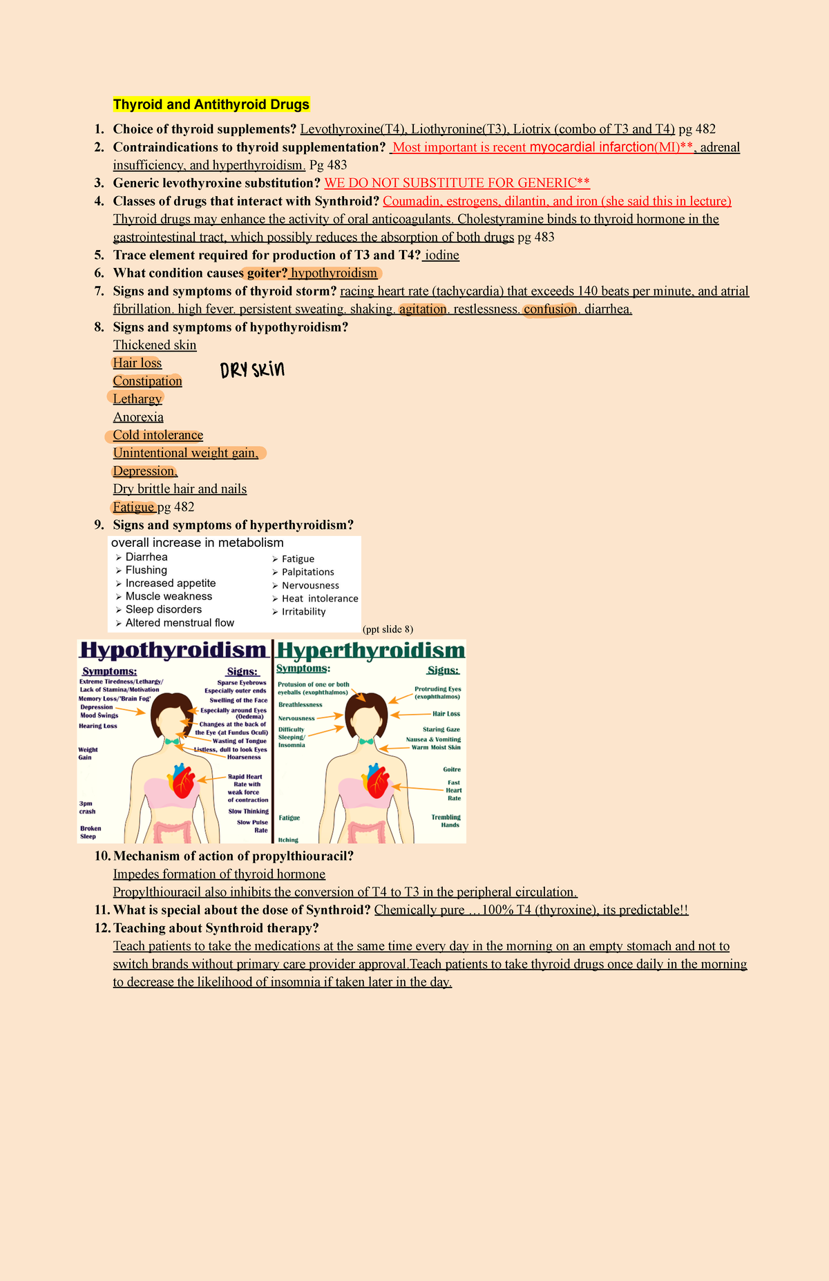 Pharm 420 Exam 4 Study Guide: Thyroid, Diabetes, and Medications - Studocu