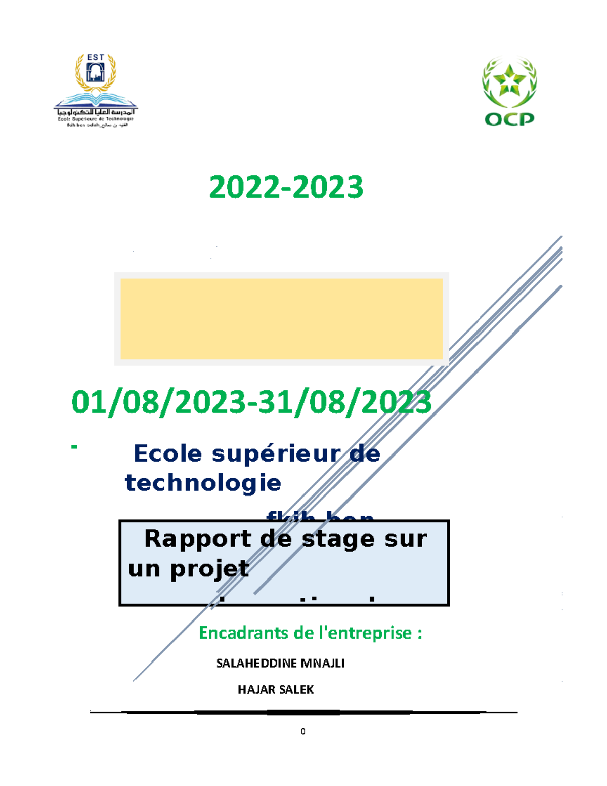 Rapport de Stage OCP - Gestion de Stock en Génie Informatique - Studocu