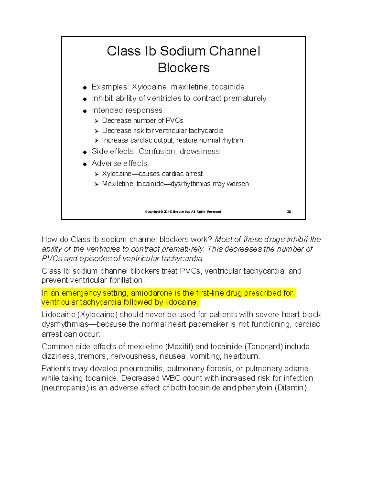 Class Ib Sodium Channel Blockers Overview - Studocu