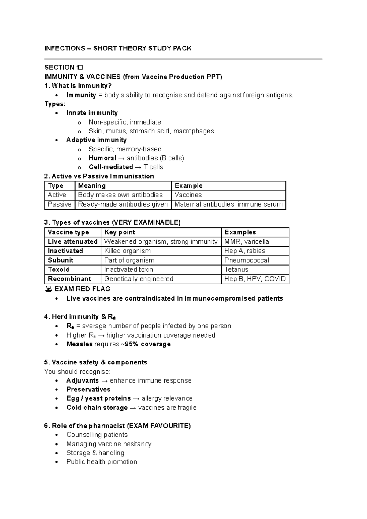 Infectious Diseases Study Pack: Immunity & Antibiotics Overview - Studocu