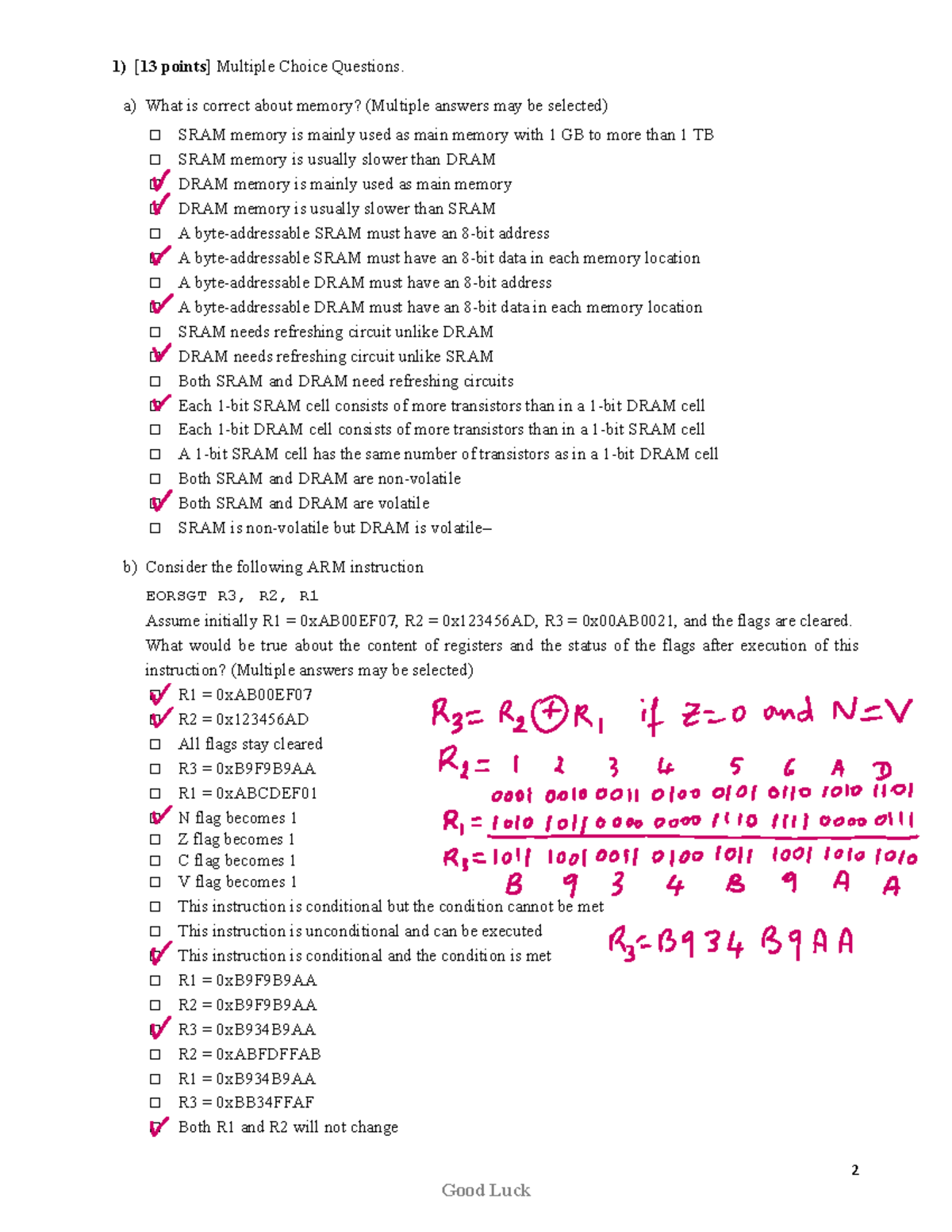 COEN317 Midterm Exam Winter 2026: Memory & ARM Assembly Questions - Studocu