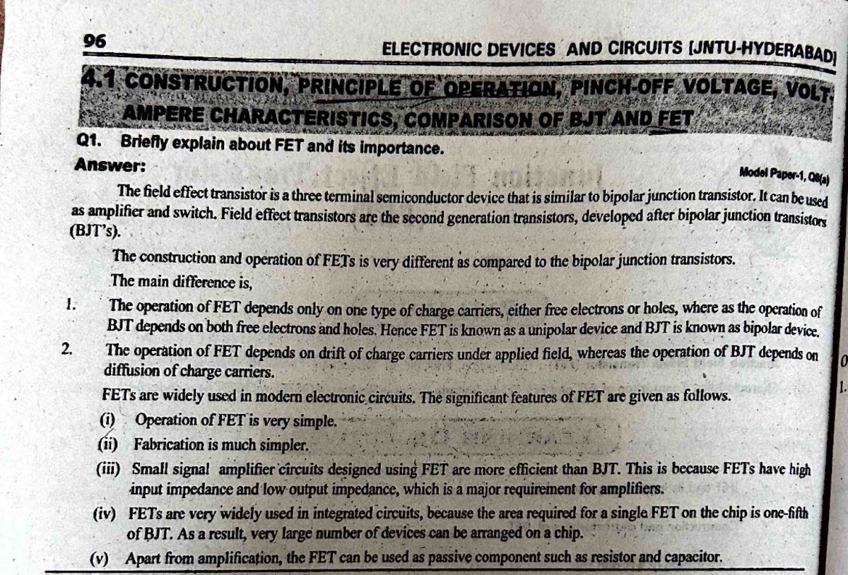 EDC Unit 4 - FET and Zener Diode Concepts Explained - Studocu