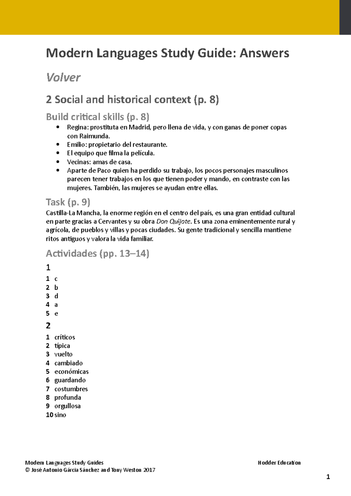 Volver (ML 101) Study Guide: In-Depth Analysis and Answers - Studocu