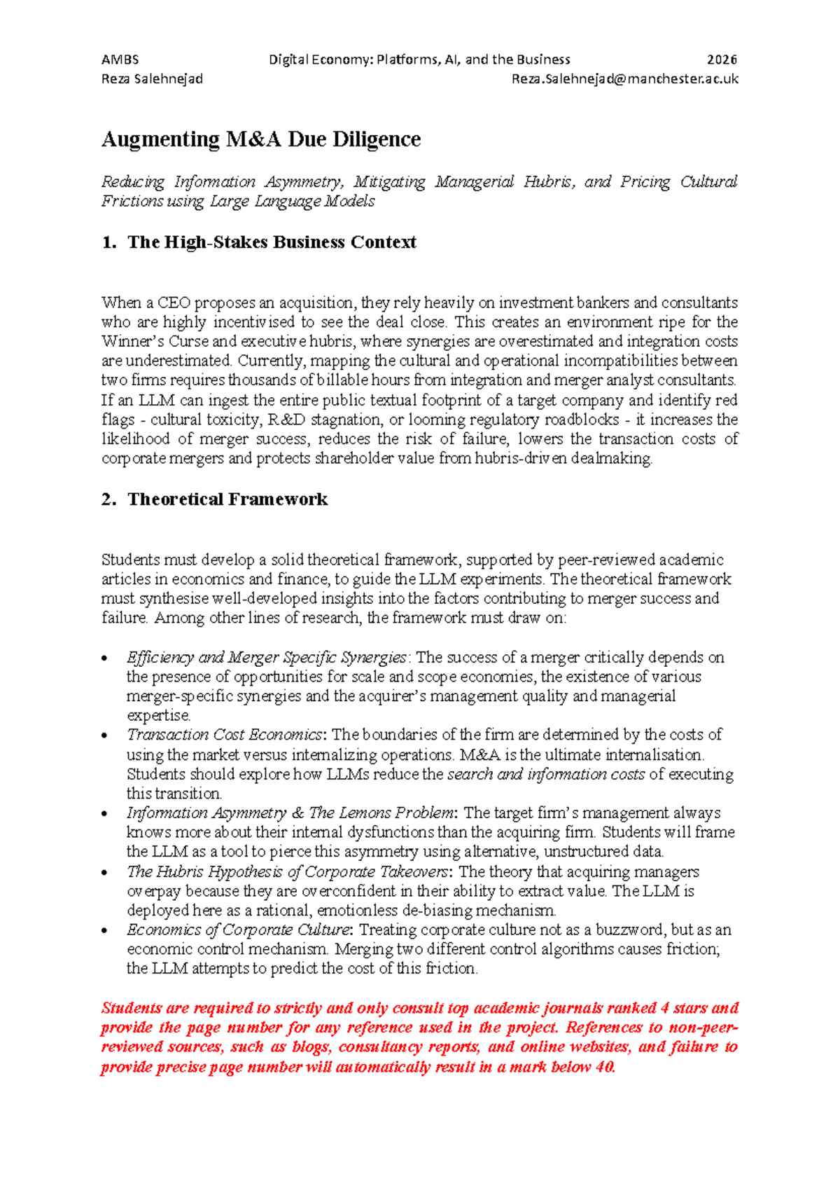 AMBS 2026 Essay Topic I: LLMs in Merger Simulation and Analysis - Studocu