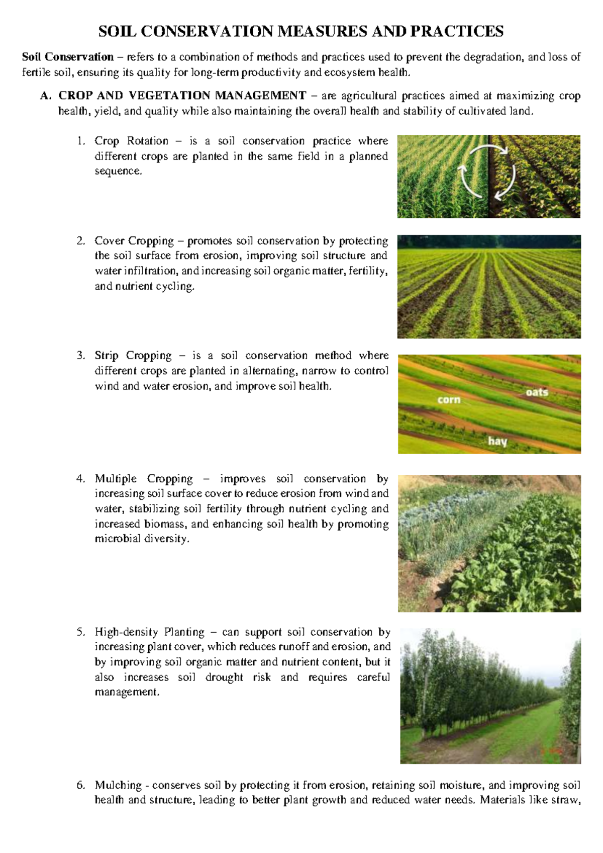 Topic 5: Soil Conservation Measures and Practices (SOIL 101) - Studocu