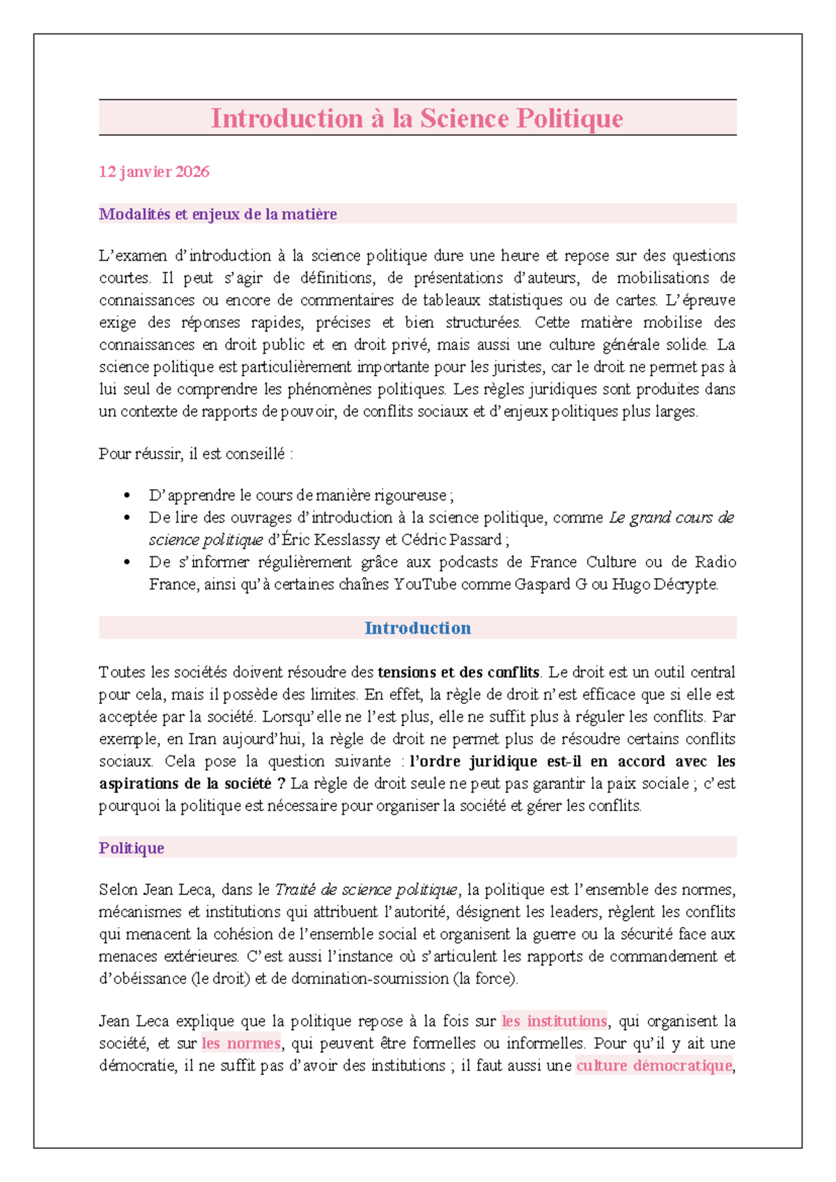 Introduction à la Science Politique : Enjeux et Méthodes (SP101) - Studocu