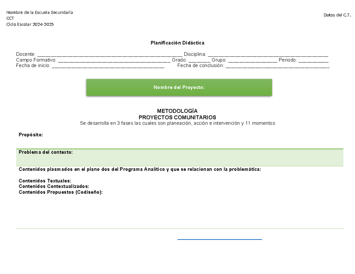 ABPC Planificación Didáctica: Metodología de Proyectos Comunitarios ...