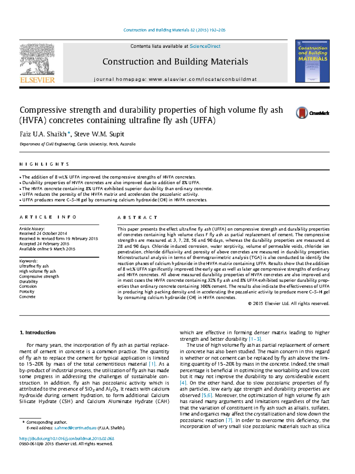 Compressive Strength & Durability of HVFA Concrete with UFFA - Studocu