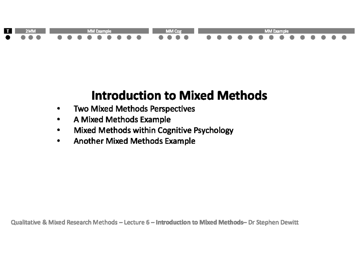 MM Cog: Lecture 6 - Introduction to Mixed Methods in Cognitive ...
