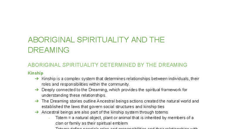 ABORIGINAL SPIRITUALITY & RELIGION IN AUSTRALIA POST 1945 - Studocu