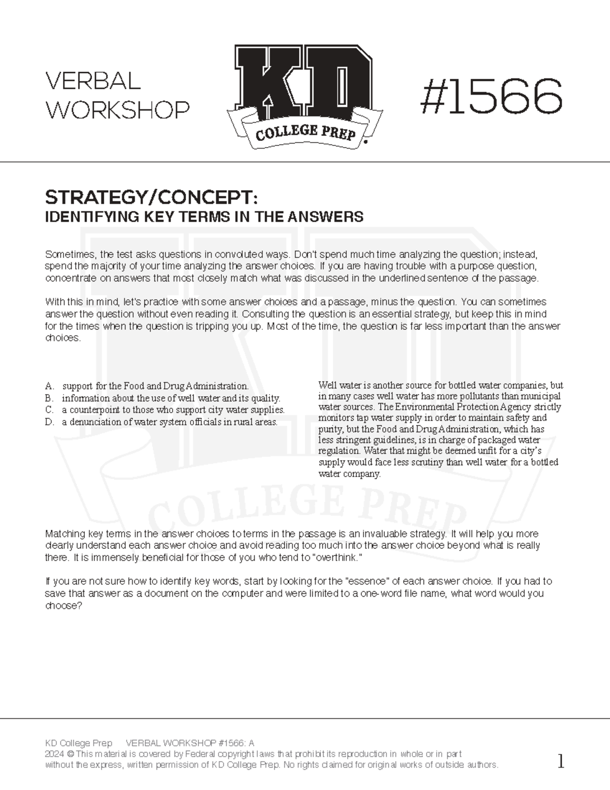 Verbal Workshop 1566: A - Strategies for Answering Key Term Questions ...