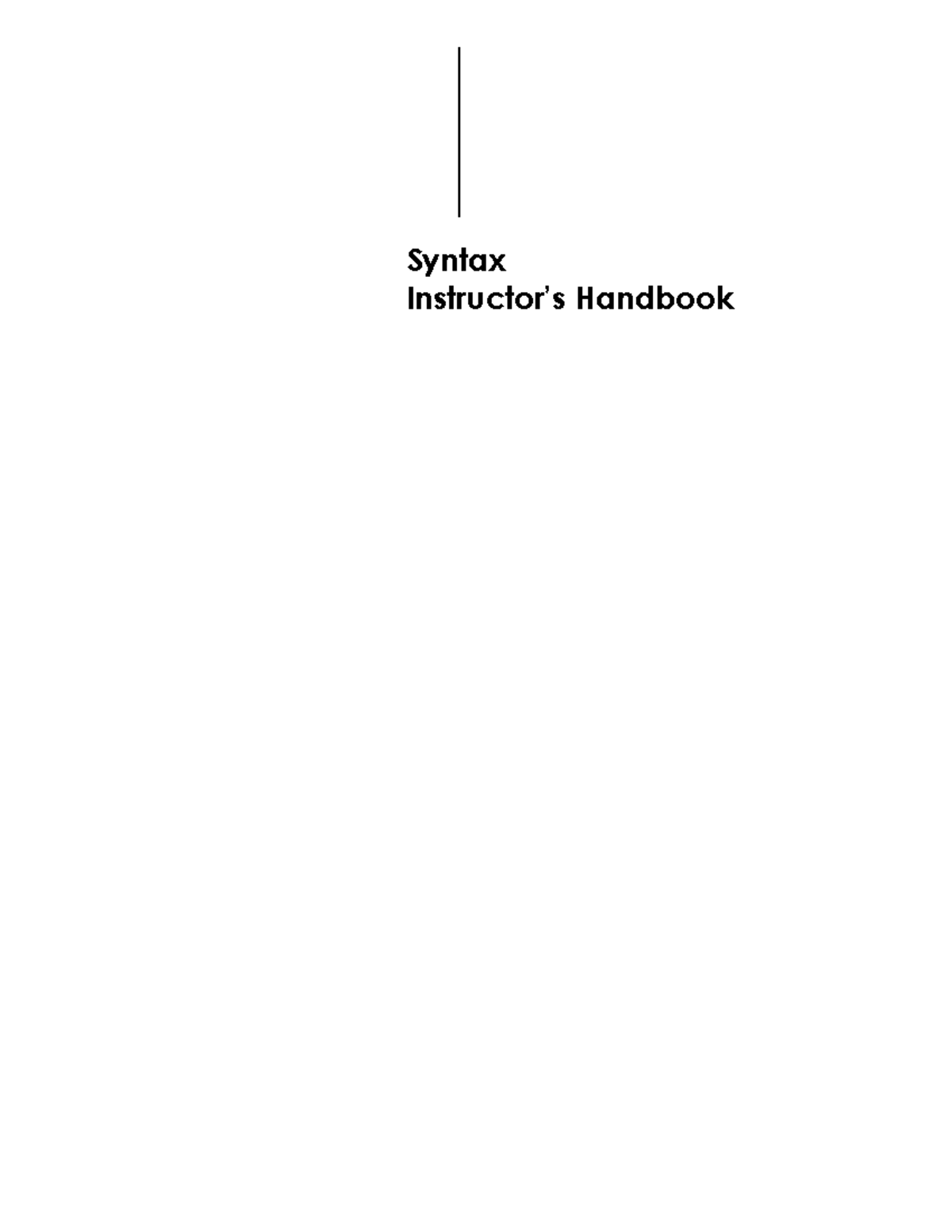 Syntax: Instructor’s Handbook for Syntax Class (Course Code: XXX) - Studocu