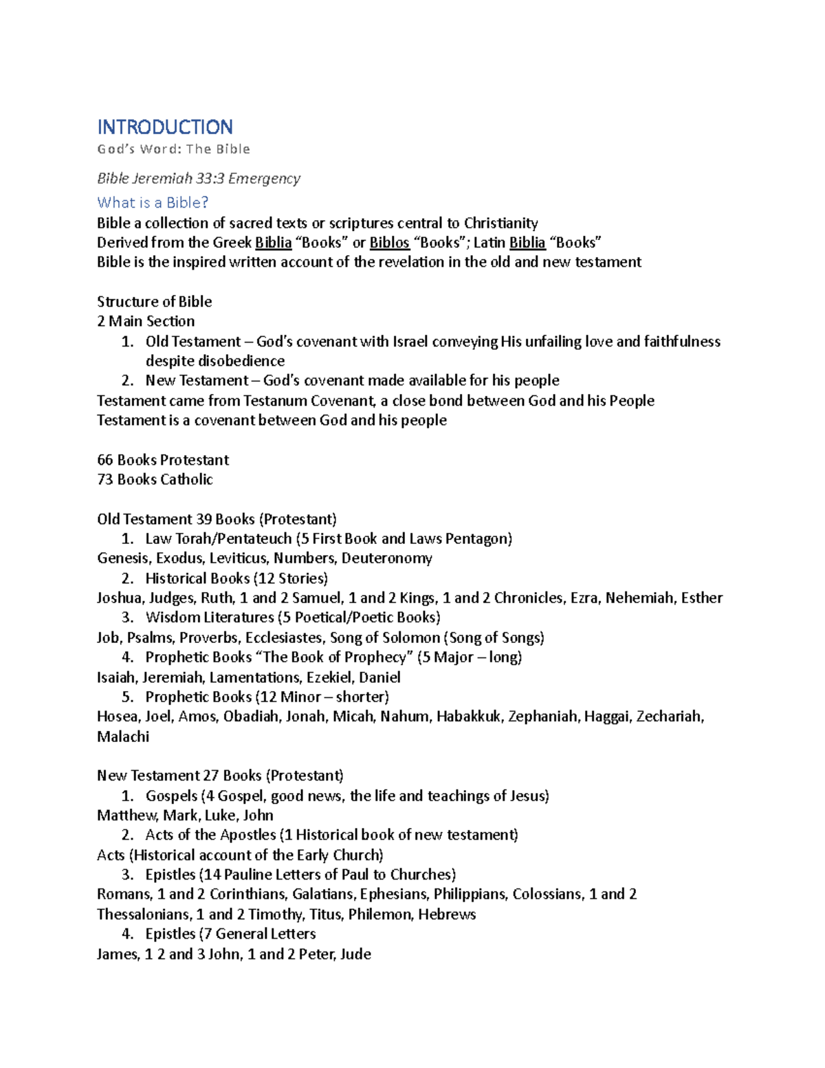 Bible 1 Prelims: An Overview of the Scriptures and Their Significance ...