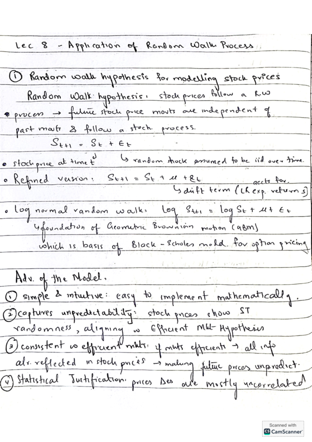 Application of random walk process - stoch prices follow a R process ...