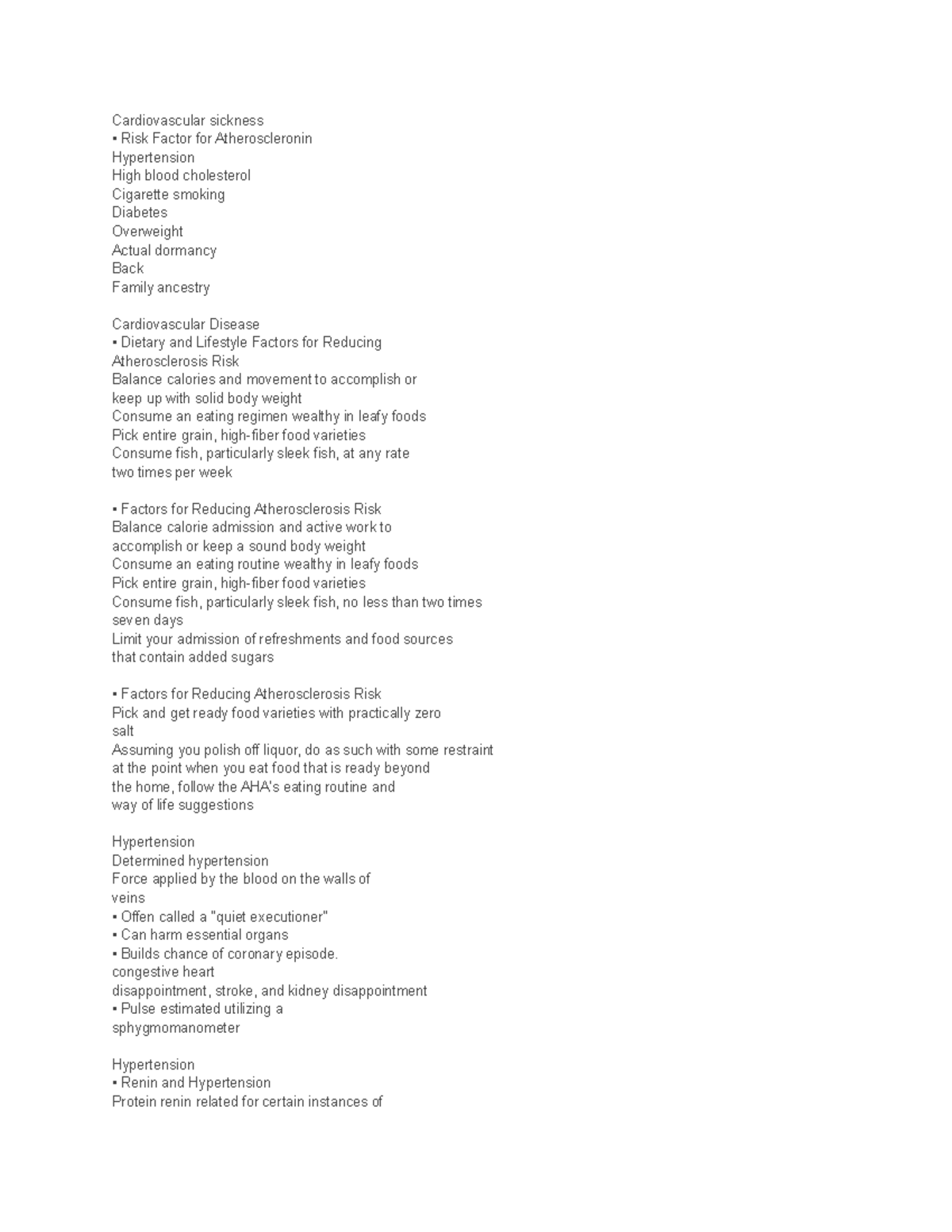 2Part 10 - Cardiovascular Disease Nutrition Notes - Studocu