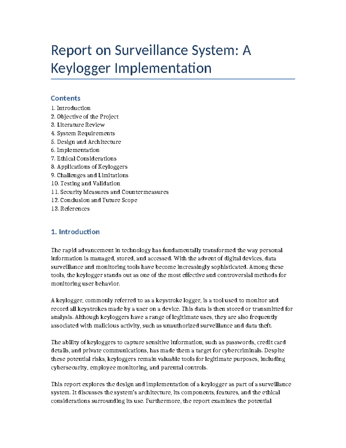 Major Project Synopsis - Surveillance system ( Keylogger) A SYNOPSIS ...