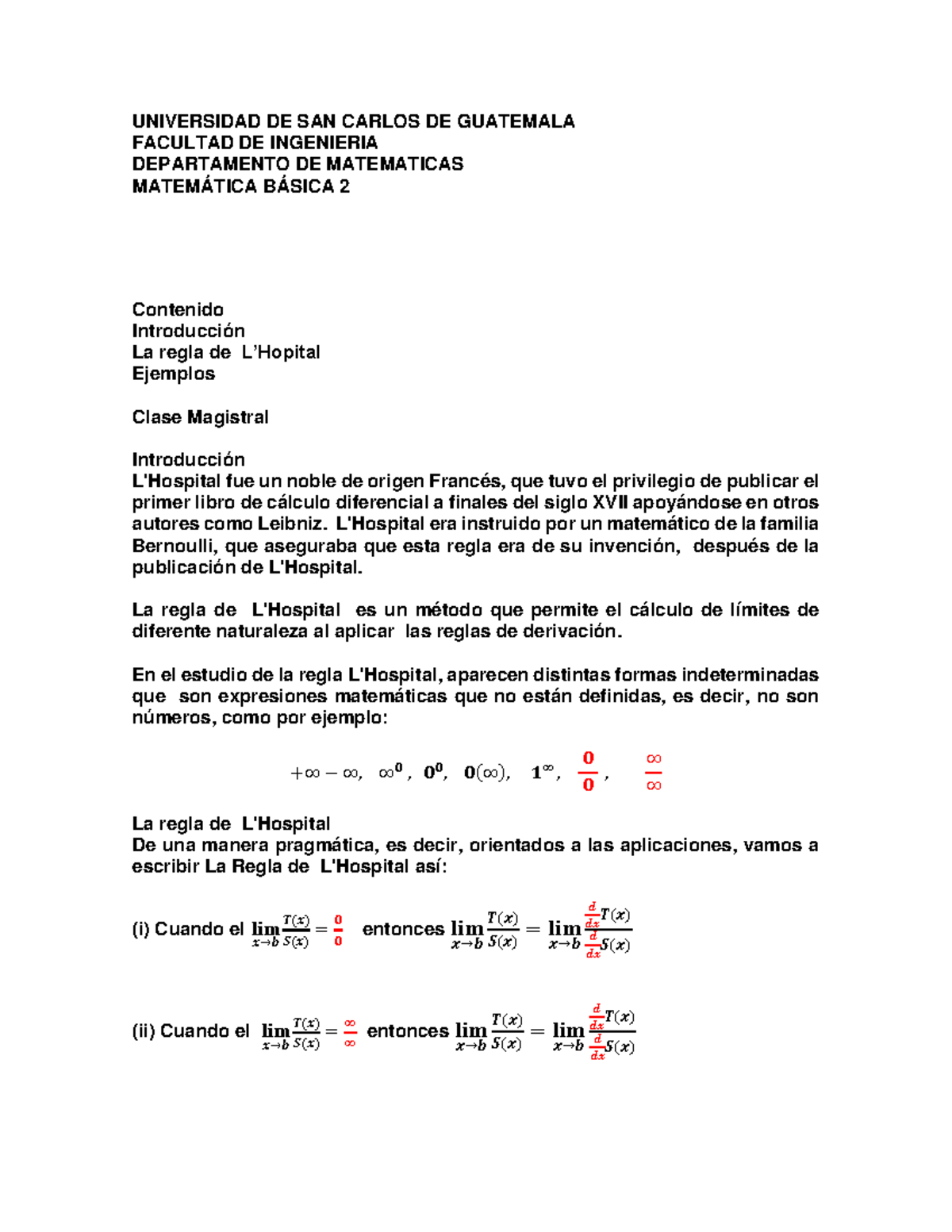Matemáticas Básicas 2: La Regla de L'Hôpital - Ejemplos y Aplicaciones ...