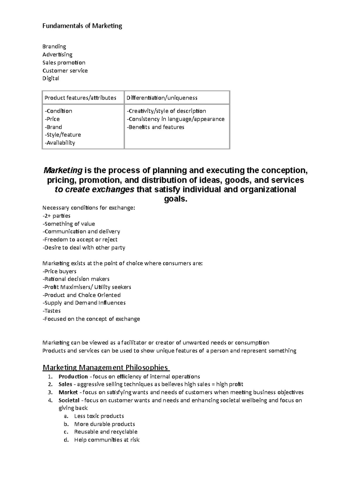 Marketing Management Philosophies and Strategies - MKT 101 Final Notes ...