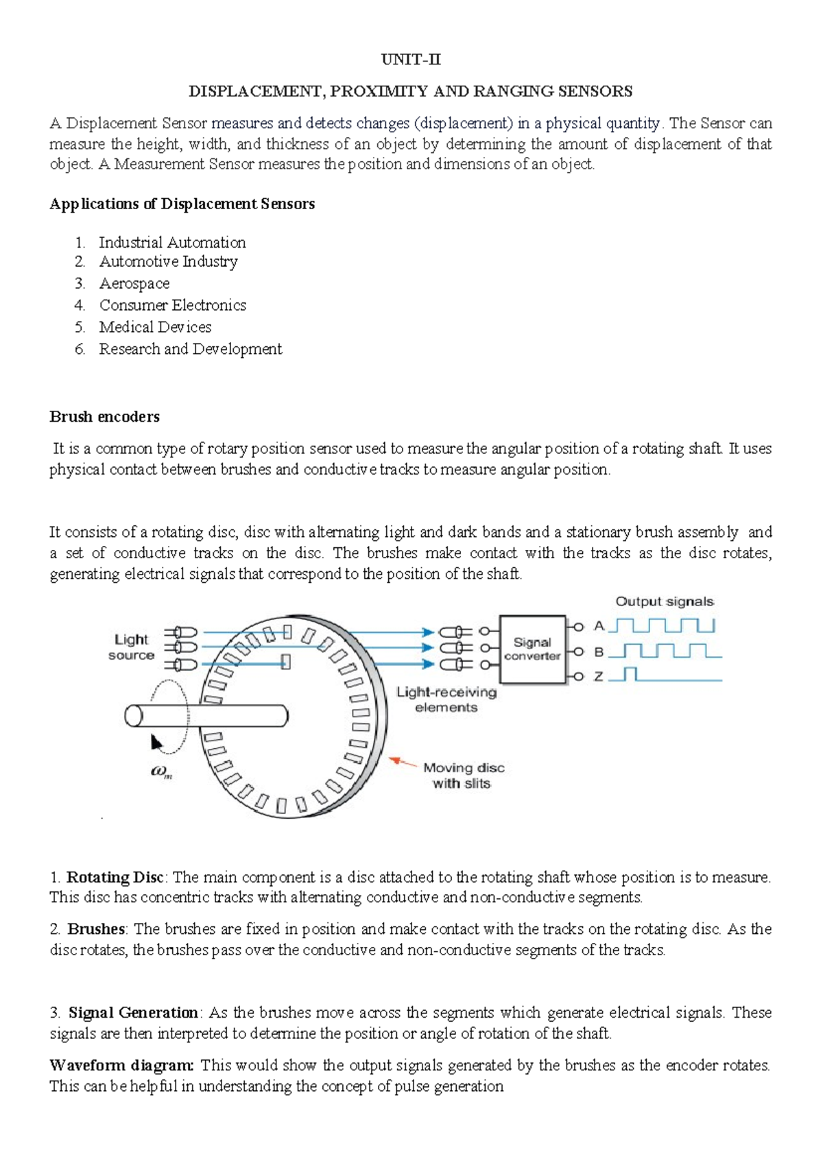 Unit II - Lecture Notes on Displacement, Proximity, and Ranging Sensors ...