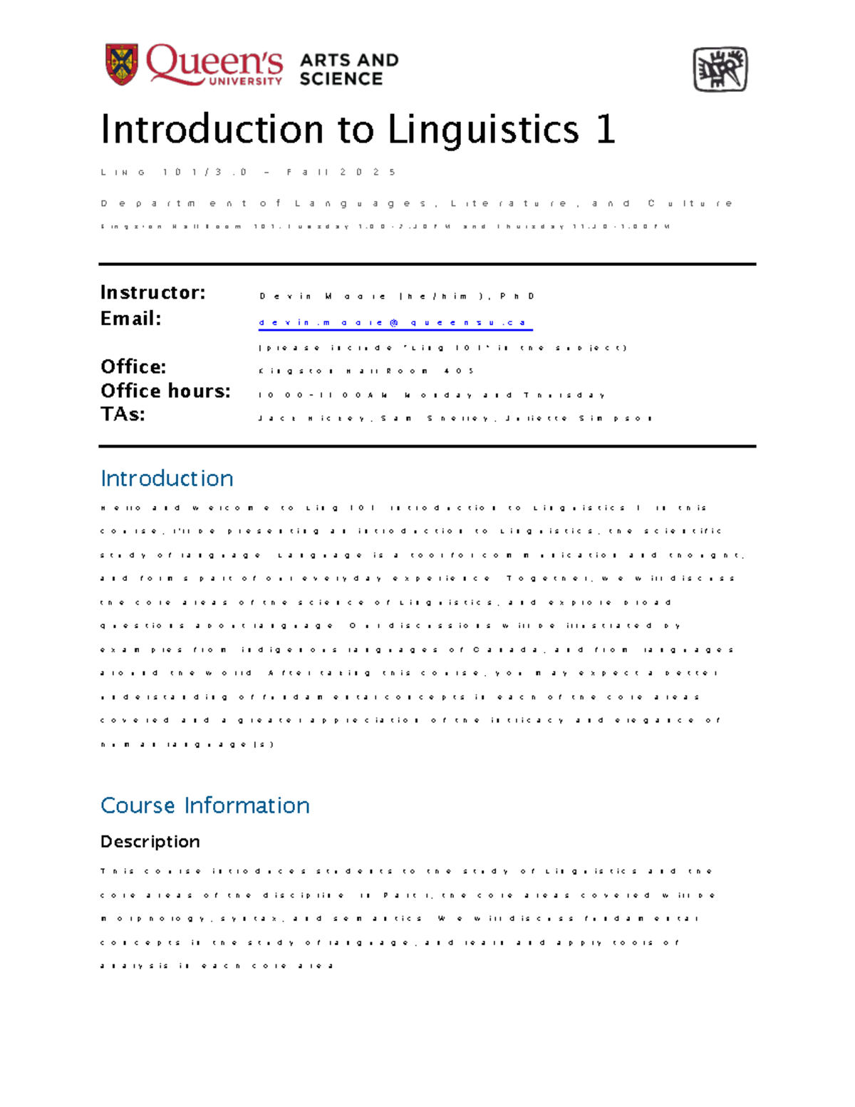 LING 101: Introduction to Linguistics 1 Syllabus - Fall 2025 - Studocu