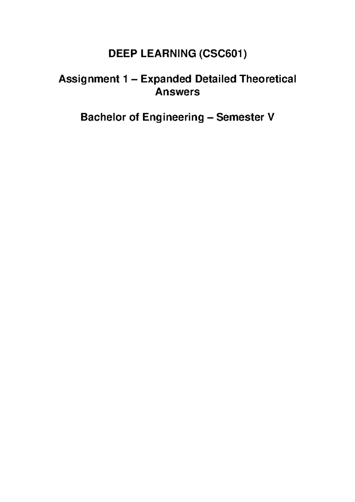 Deep Learning (CSC601) Assignment 1: In-Depth Theoretical Insights ...