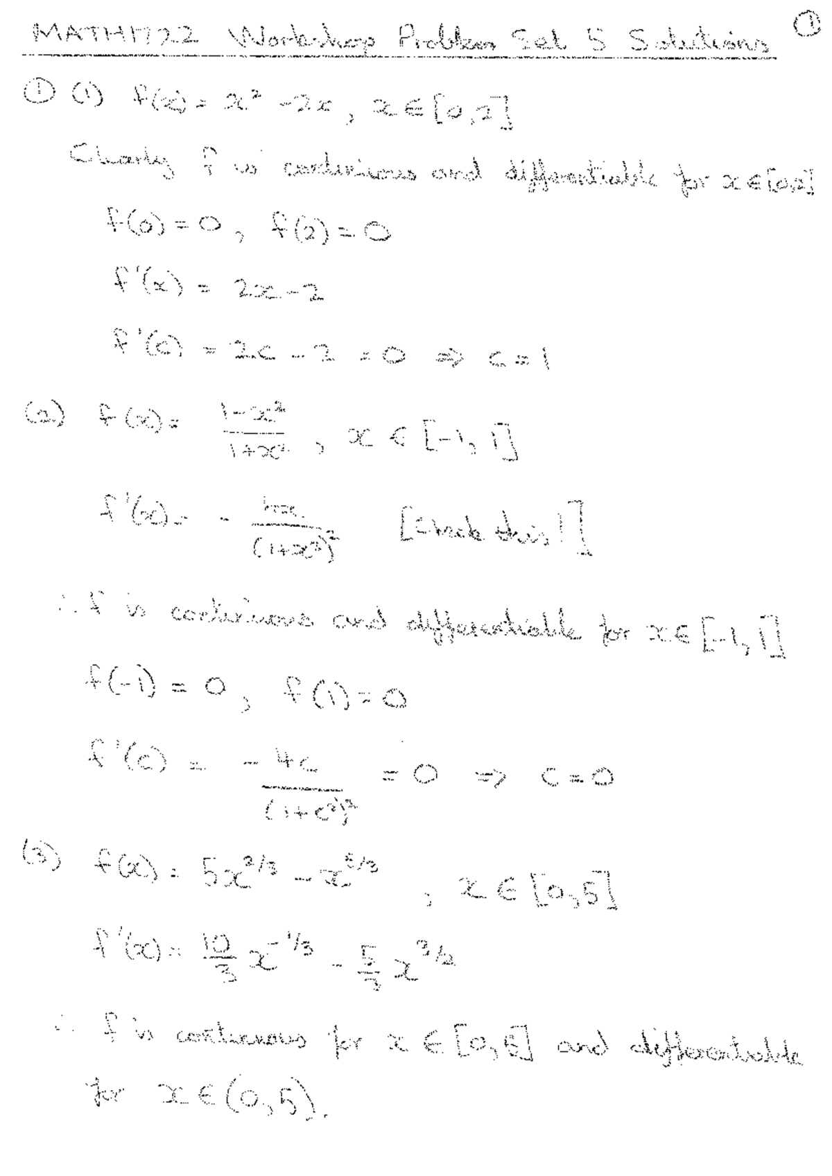 MATH1722 Workshop Problem Set 5 Solutions - Studocu