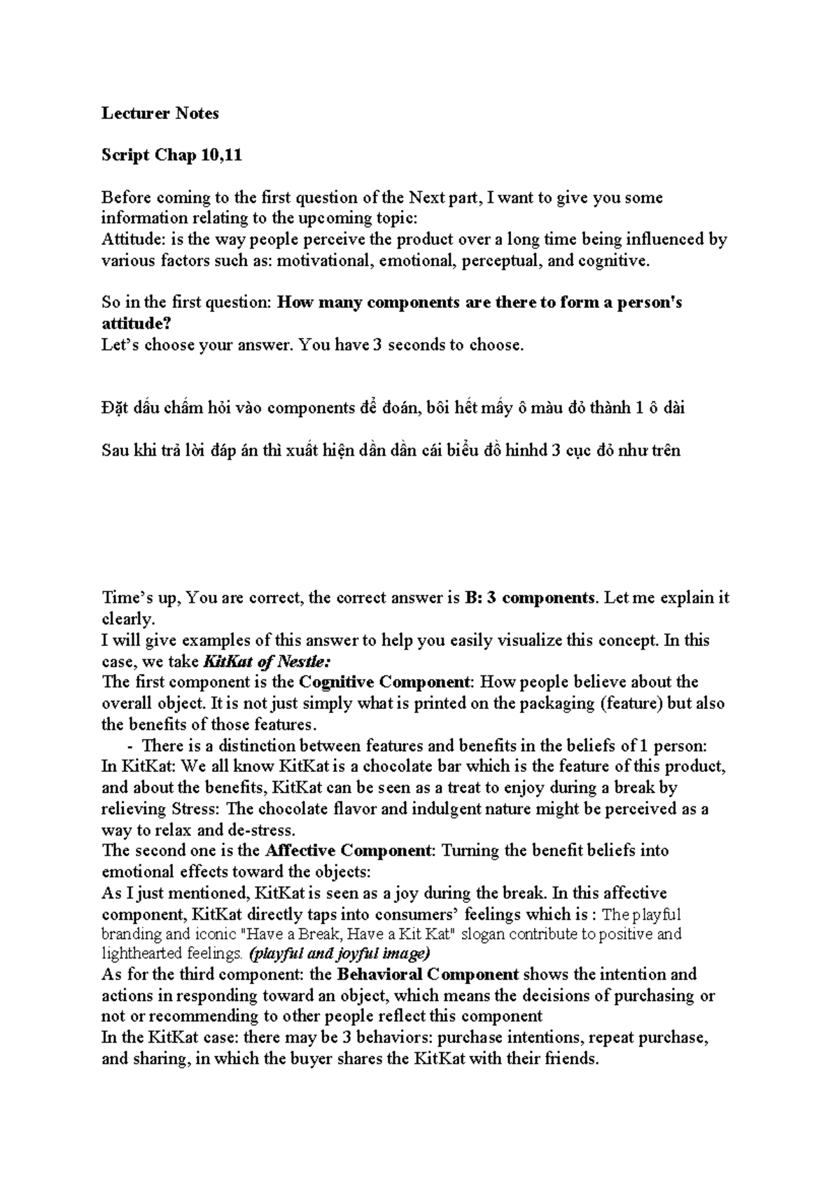 Lecture Notes on Attitudes: Components Explained - Chap 10 - Studocu